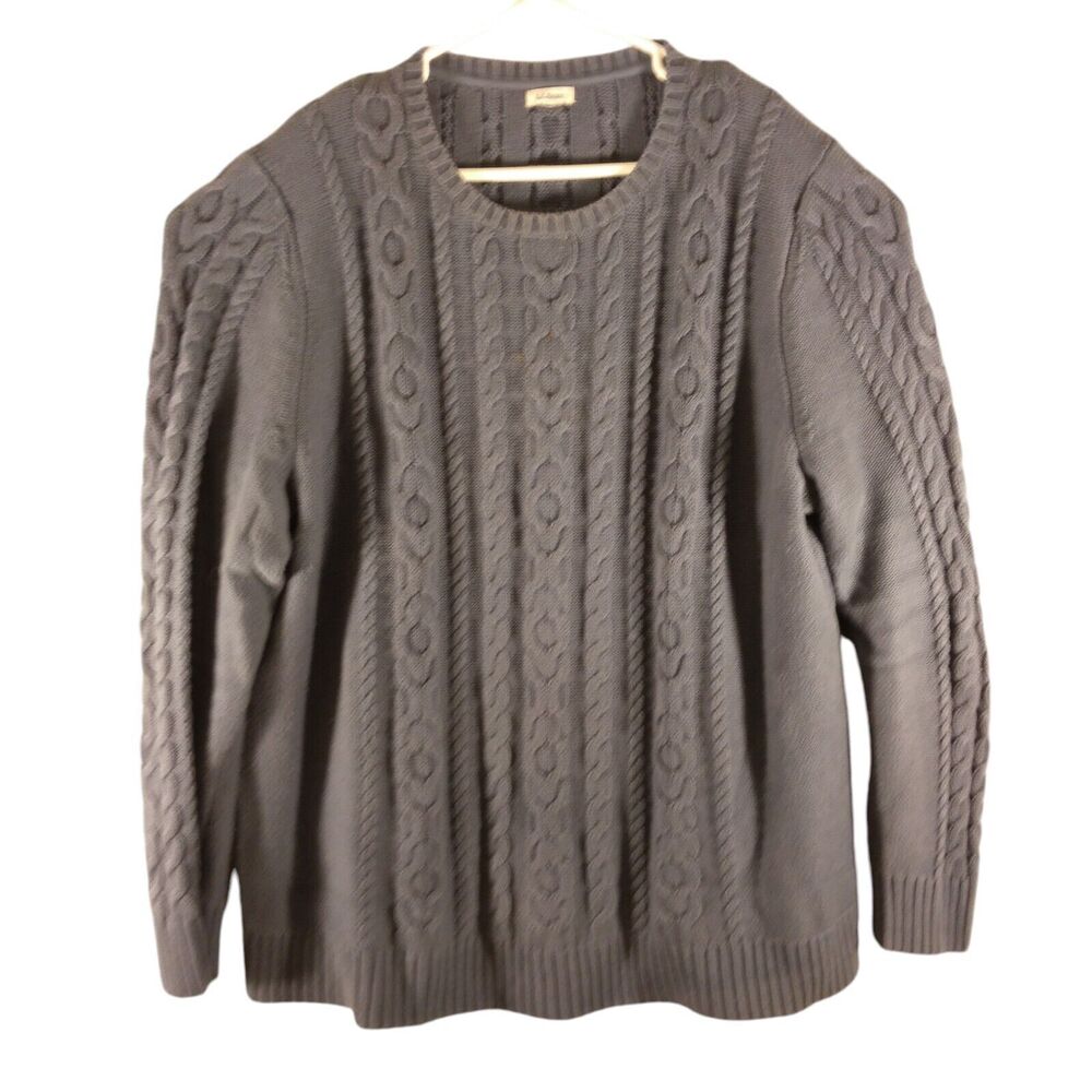 L. L. Bean Signature Fisherman sweater mens  L Large blue cable knit 504267